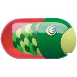 Точилка пластиковая с ластиком Faber-Castell "Fish", 2 отверстия, контейнер 286101