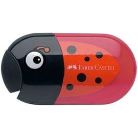 Точилка пластиковая с ластиком Faber-Castell "Ladybug" 2 отверстия, контейнер 183526
