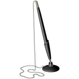 Ручка шариковая настольная OfficeSpace синяя, 0,7мм, черный корпус, металлическая цепочка TB_10487