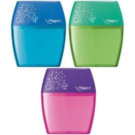 Точилка MAPED (Франция) "Shaker", с контейнером повышенной вместимости, 2 отверстия, ассорти, 534755 534755