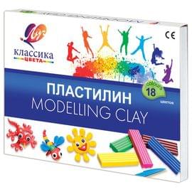 Пластилин Луч КЛАССИКА 18 цв. 360 г ассорти со стеком 20С1330-08