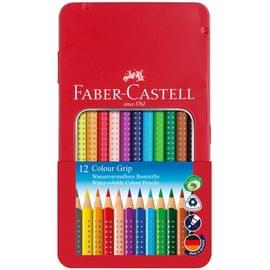 Карандаши цветные Faber-Castell "Grip", 12цв., трехгран., заточен., метал. кор. 112413