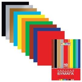 Цветная бумага А4 мелованная САМОКЛЕЯЩАЯСЯ, 10л. 10цв, папка, HATBER Creative 194х280мм,10Бц4с_05934 126920