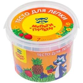 Тесто для лепки Мульти-Пульти "Енот на каникулах", 07 цветов*60г, пластиковое ведро ТЛ_12207