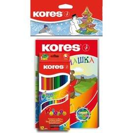 Карандаши цветные Kores DUO 24 цв+Занимашка Новогодний набор 772491