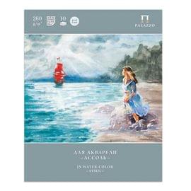 Папка для акварели БОЛЬШОГО ФОРМАТА А3, 10л., 260 г/м2, бумага ГОЗНАК палевая, "Лён", Ассоль, П-1520 П-1520