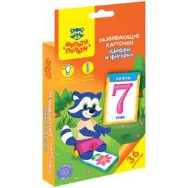 Развивающие карточки Мульти-Пульти "Цифры и фигуры", 36шт., картон, европодвес РК_30932