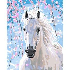 Картина по номерам КАКАДУ 40х50 KA 00006 Белая лошадь KA 00006