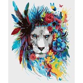 Картина по номерам КАКАДУ 40х50 KA 00070 Лев в цветах KA 00070