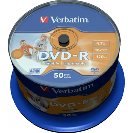 Матрица DVD-R 4.7Gb Verbatim 16X Cake Box (50) AZO WIDE PRINTABLE (43533) 43533