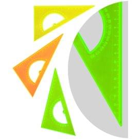 Треугольник 30°, 16см СТАММ, пластиковый, с транспортиром, прозрачный, неоновые цвета, ассорти ТК01