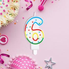 Свеча для торта с держателем MESHU "Цифра 6", 8,5см, блистер MS_32387