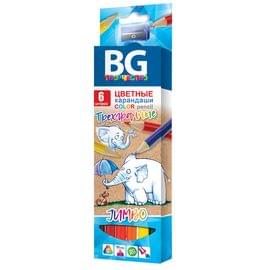 Карандаши цветные BG "Jumbo", 06цв., трехгран., толстые, 5,0мм, европодвес KR6C_t 4643