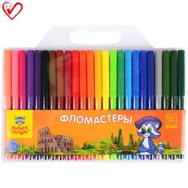 Фломастеры Мульти-Пульти "Енот в Италии", 24цв., смываемые, блистер WP_10730