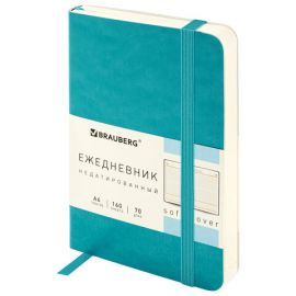 Ежедневник недатированный МАЛЫЙ 100х150 мм А6 BRAUBERG "Metropolis Ultra", под кожу, 160 л., бирюза, 113298 113298
