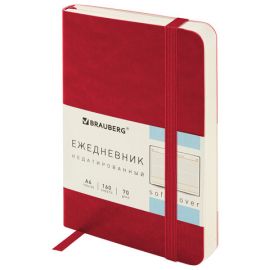 Ежедневник недатированный МАЛЫЙ 100х150мм А6 BRAUBERG Metropolis Ultra под кожу, 160л,красный,113299 113299