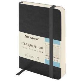 Ежедневник недатированный МАЛЫЙ 100х150 мм А6 BRAUBERG "Metropolis Ultra", под кожу, 160 л., черный, 113300 113300