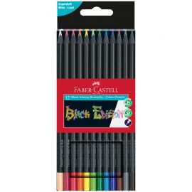 Карандаши цветные Faber-Castell "Black Edition", 12цв., трехгран., черное дерево, заточен., картон. 116412