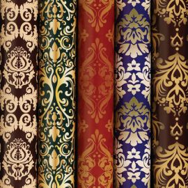 Бумага упаковочная мелованная 70х100 см ЗОЛОТАЯ СКАЗКА "Damask Luxury", 5 дизайнов, 70 г/м2 591590