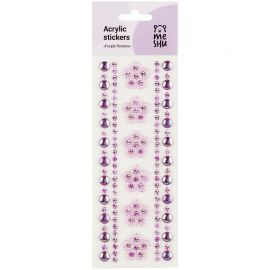 Наклейки акриловые MESHU "Purple flowers", 25*8,3см, стразы, 305 наклеек, инд. уп., европодвес MS_36660