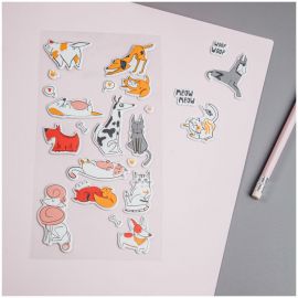 Наклейки объемные MESHU "Meow&Woof", 10*24см, 23 наклейки, инд. уп., европодвес MS_36945