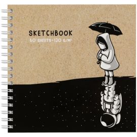 Скетчбук 60л., 150*150 MESHU "Space Traveler", на гребне, выб. лак, soft-touch, 120г/м2 MS_44870