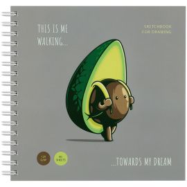 Скетчбук 60л., 150*150 MESHU "Avocadreams", на гребне, выб. лак, soft-touch, 120г/м2 MS_44873