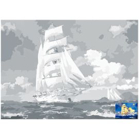 Холст на картоне с контуром Сонет "Парусник в море", 30*40см 141752