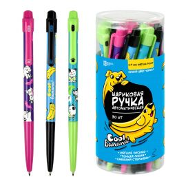 Ручка шариковая КОТ, СОБАКА, БАНАН автомат.0,7 мм, цвет чернил: синий 53496