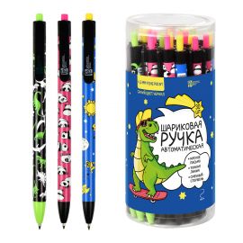 Ручка шариковая КОСМОС, ПАНДА, ДИНОЗАВР автомат. 0,5 мм, цвет чернил: синий 53498