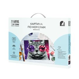 Картина по номерам на холсте ТРИ СОВЫ "Кошачий космос", 30*40, с акриловыми красками и кистями КХ_44089