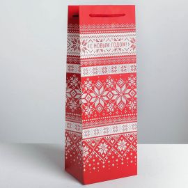 Пакет под бутылку крафтовый «Уютного нового года», 13 × 36 × 10 см   4275594 4275594