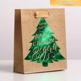 Пакет крафтовый вертикальный «Ёлочка нарядная», S 12 × 15 × 5.5 см   4865493 4865493