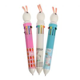 Ручка шариковая, автоматическая, 10-ти цветная, линия 0,7 мм., корпус МИКС "Заяц" 6248028