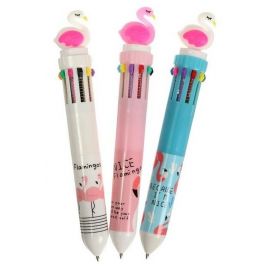 Ручка шариковая, автоматическая, 10-ти цветная, стержень 0,7 мм, корпус МИКС "Фламинго" 6248029