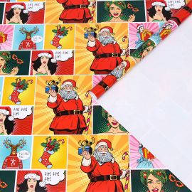 Бумага упаковочная глянцевая "Pop-art НО!НО!НО!", 68 х 100 см, 7089659 7089659