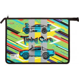 Папка для тетрадей №1School Tuning Cars А4 на молнии, пластик 1156571