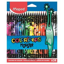Карандаши цветные MAPED COLOR PEP'S Black Monster, набор 24 цвета, пластиковый корпус, 862624 181987