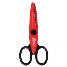 Ножницы ОСТРОВ СОКРОВИЩ 135мм, фигурное лезвие ЗУБЦЫ, красно-черные, в упаковке с подвесом, 236779 236779