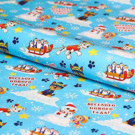 Щенячий патруль. Бумага новогодняя упаковочная Paw Patrol "С новым годом!", 100х70 см 2603379