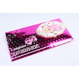 открытка 39109 С Рождением доченьки!  конвертик 85*165 39109