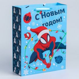 Пакет ламинат вертикальный "С Новым годом!", 31х40х11 см, Человек-Паук   4997221 4997221