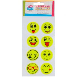 Наклейки объемные светоотражающие ArtSpace "Смайлы", 9*18см, пакет, европодвес 266957