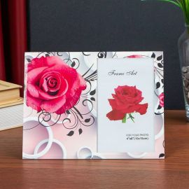 Фоторамка стекло 10х15 см "Красная роза" двойной выпуклый рисунок 17х22 см 4780800