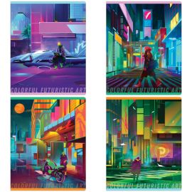 Тетрадь 48л., А5, клетка Greenwich Line "Colorful futuristic art", глянцевая ламинация, 70г/м2 N5c48-41076