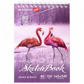 Скетчбук, белая бумага 120г/м 165х240мм, 80л, гребень, твердая обложка, BRAUBERG ART DEBUT, 112990 112990