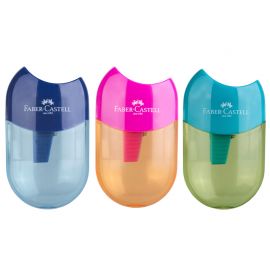 Точилка пластиковая Faber-Castell 1 отверстие, контейнер, ассорти (тренд цвета) 183515