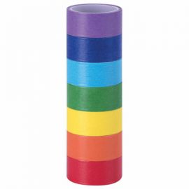 Клейкие WASHI-ленты д/декора РАДУЖНЫЕ, однотонные, 15мм*3м, 7цв, рисовая бумага, ОСТРОВ СОКРОВИЩ 661702