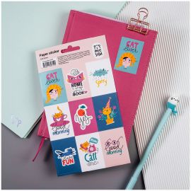 Наклейки бумажные MESHU "Cat lover", 12*21см, 9 наклеек, европодвес MS_41619