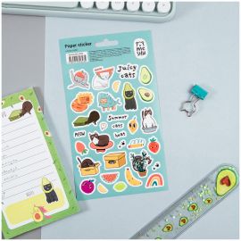 Наклейки бумажные MESHU "Juicy cats", 12*21см, 32 наклейки, европодвес MS_41643